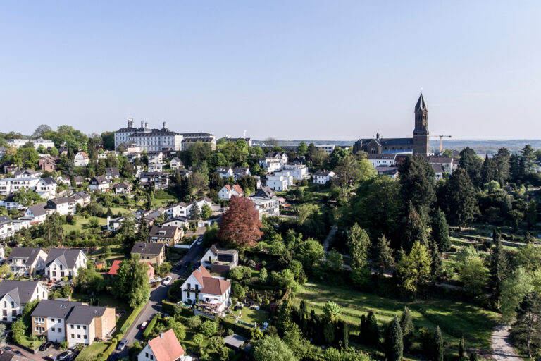 Aerial View Schloss Bensberg and public surroundings Berglisch Gladbach Germany near bycologne